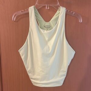 Athleta Women's Cropped Tank Top Sports Bra Neon Lime Green Size Small Petite